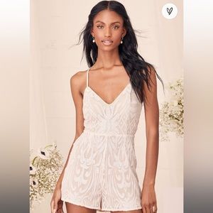 White/Cream sequin Lulu's Romper